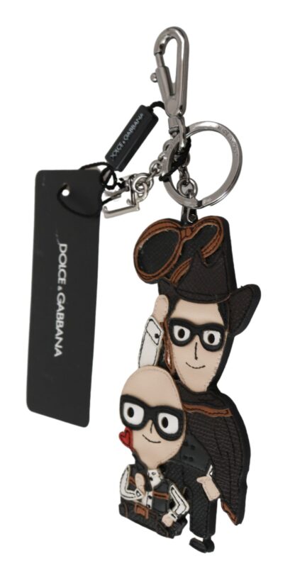 Dolce & Gabbana - Chic Leather-Trim Keychain with Brass Accents