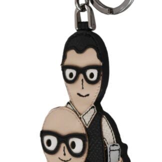 Dolce & Gabbana - Chic Leather-Trim Keychain with Brass Accents