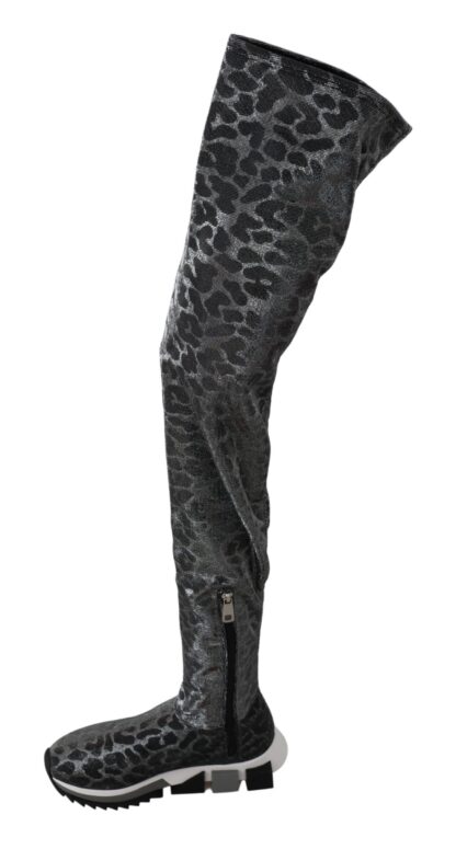 Dolce & Gabbana - Elegant Leopard Booties Above Knee Shoes