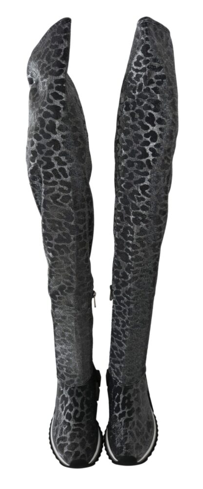 Dolce & Gabbana - Elegant Leopard Booties Above Knee Shoes