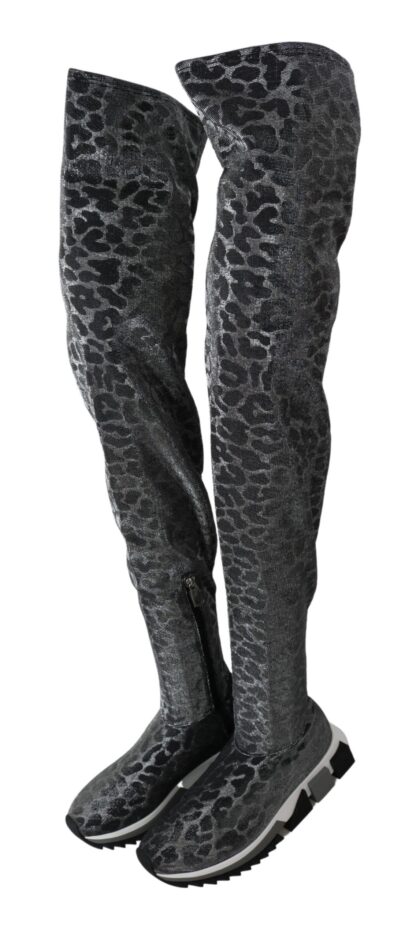 Dolce & Gabbana - Elegant Leopard Booties Above Knee Shoes