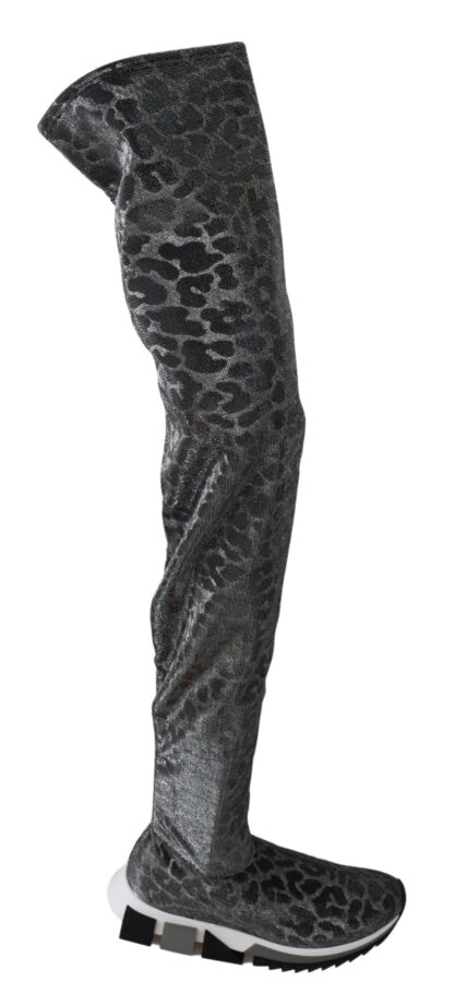 Dolce & Gabbana - Elegant Leopard Booties Above Knee Shoes