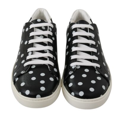 Dolce & Gabbana - Black Polka Dotted Leather Sneakers