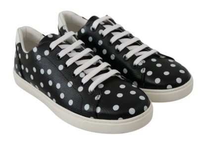 Dolce & Gabbana - Black Polka Dotted Leather Sneakers