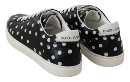 Dolce & Gabbana - Black Polka Dotted Leather Sneakers