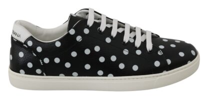 Dolce & Gabbana - Black Polka Dotted Leather Sneakers