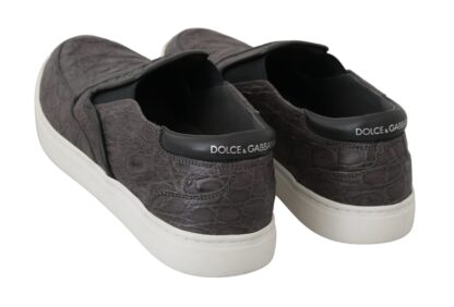 Dolce & Gabbana - Elegant Gray Caiman Leather Loafers