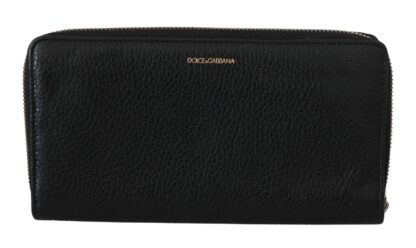 Dolce & Gabbana - Elegant Black Leather Zip Continental Wallet