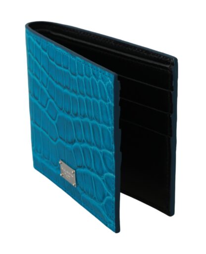 Dolce & Gabbana - Blue Alligator Pattern Leather Bifold Wallet