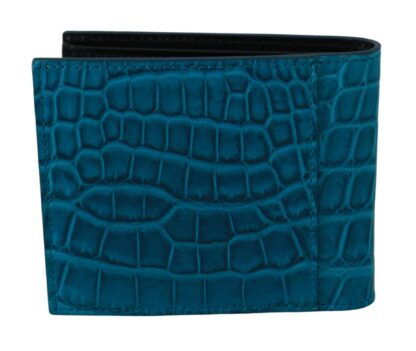 Dolce & Gabbana - Blue Alligator Pattern Leather Bifold Wallet