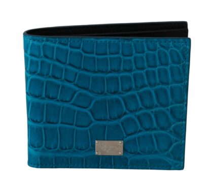 Dolce & Gabbana - Blue Alligator Pattern Leather Bifold Wallet