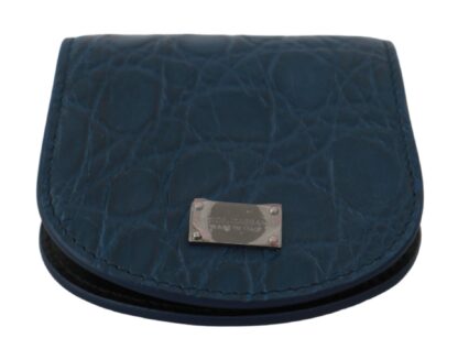 Dolce & Gabbana - Sleek Blue Caimano Condom Case Wallet