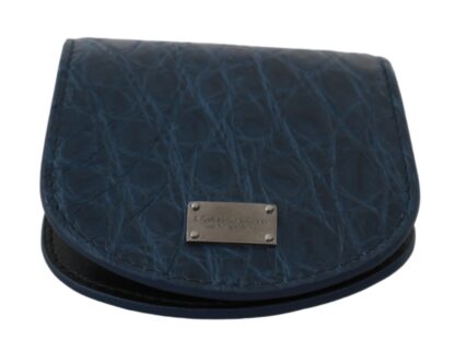 Dolce & Gabbana - Elegant Blue Caimano Leather Condom Case Wallet