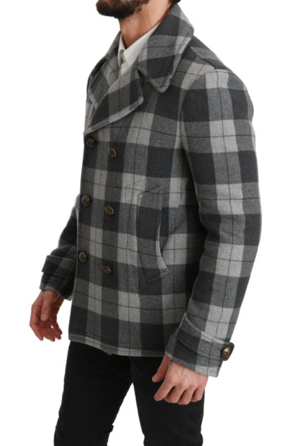 Dolce & Gabbana - Elegant Gray Check Double Breasted Coat