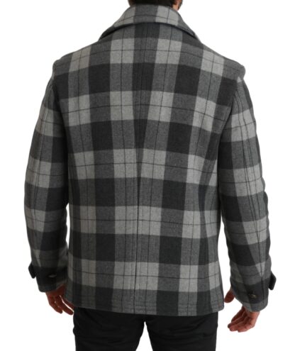 Dolce & Gabbana - Elegant Gray Check Double Breasted Coat