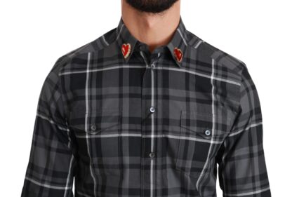 Dolce & Gabbana - Elegant Gray Checkered Martini Dress Shirt