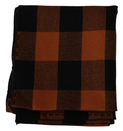 Costume National - Chic Orange Check Wool Blend Scarf