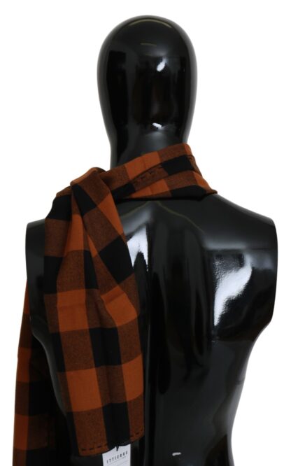 Costume National - Chic Orange Check Wool Blend Scarf