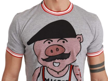 Dolce & Gabbana - Chic Gray Cotton T-Shirt with Year of the Pig Motive