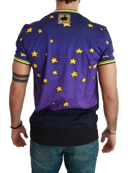 Dolce & Gabbana - Purple Cotton Round Neck T-Shirt with Pig Motif