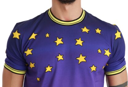 Dolce & Gabbana - Purple Cotton Round Neck T-Shirt with Pig Motif