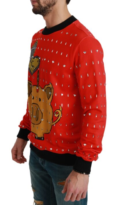 Dolce & Gabbana - Elegant Red Crystal-Embellished Pullover Sweater