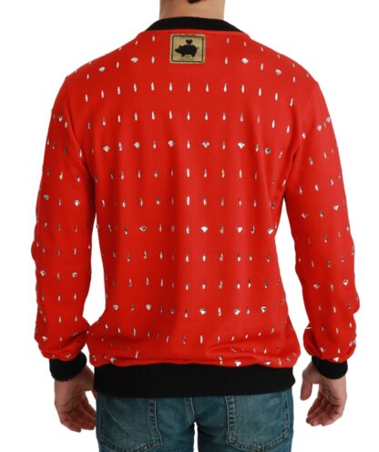 Dolce & Gabbana - Elegant Red Crystal-Embellished Pullover Sweater