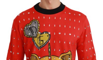 Dolce & Gabbana - Elegant Red Crystal-Embellished Pullover Sweater