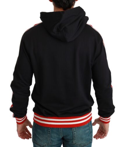 Dolce & Gabbana - Elegant Black Hooded Sweater with Multicolor Motif