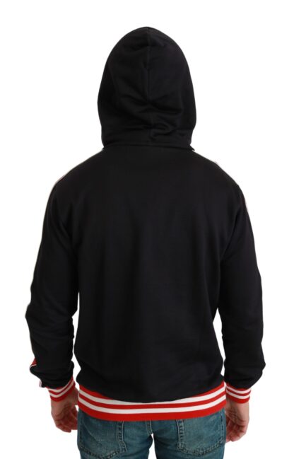 Dolce & Gabbana - Elegant Black Hooded Sweater with Multicolor Motif