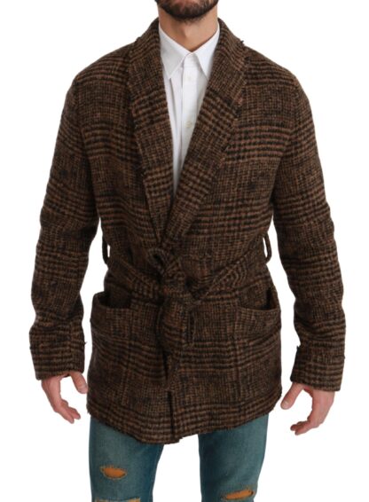 Dolce & Gabbana - Elegant Brown Alpaca Blend Belted Cape Jacket