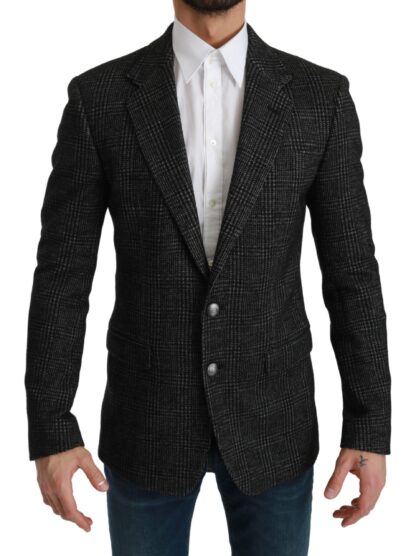 Dolce & Gabbana - Elegant Gray Plaid Slim Fit Blazer