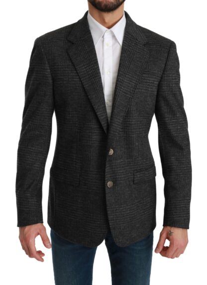 Dolce & Gabbana - Elegant Gray Plaid Virgin Wool Blazer