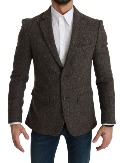 Dolce & Gabbana - Elegant Brown Slim Fit Wool Blend Blazer