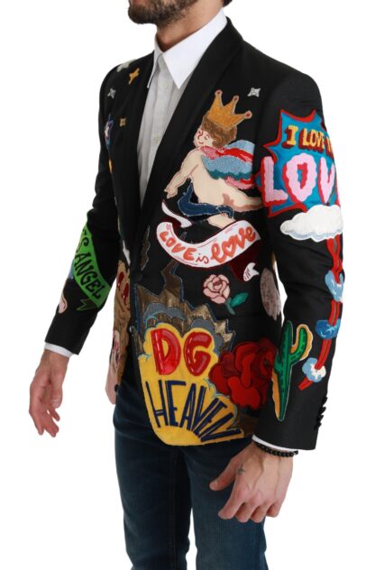 Dolce & Gabbana - Chic Black Multicolor Motif Slim Fit Blazer