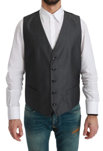 Dolce & Gabbana - Elegant Gray Wool Blend Dress Vest