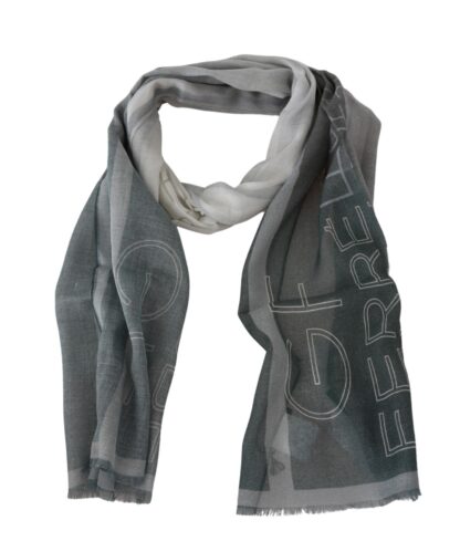 GF Ferre - Elegant Blue Gray Patterned Scarf