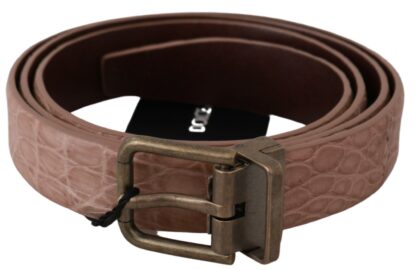 Dolce & Gabbana - Elegant Exotic Skin Brushed Gold Buckle Belt