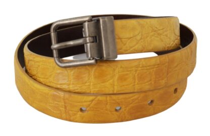 Dolce & Gabbana - Exotic Yellow Animal Pattern Leather Belt