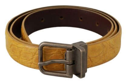 Dolce & Gabbana - Exotic Yellow Animal Pattern Leather Belt