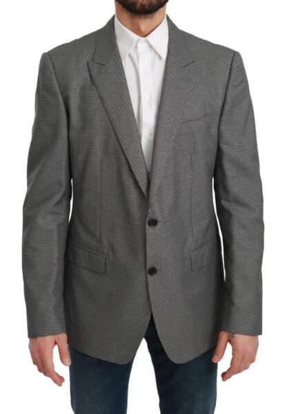 Dolce & Gabbana - Elegant Gray Fantasy Pattern Slim Fit Blazer