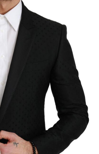 Dolce & Gabbana - Elegant Black Polka Dotted Wool Blend Blazer