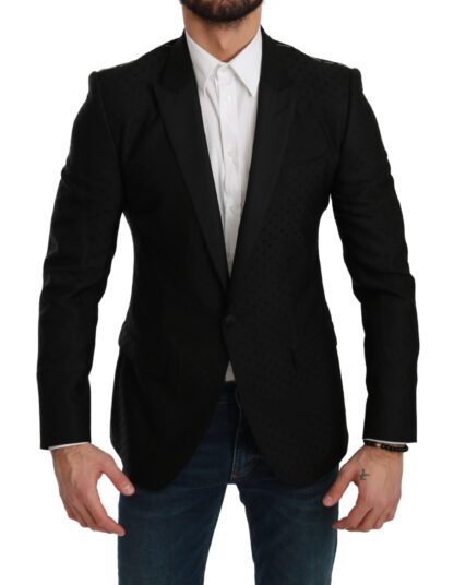 Dolce & Gabbana - Elegant Black Polka Dotted Wool Blend Blazer