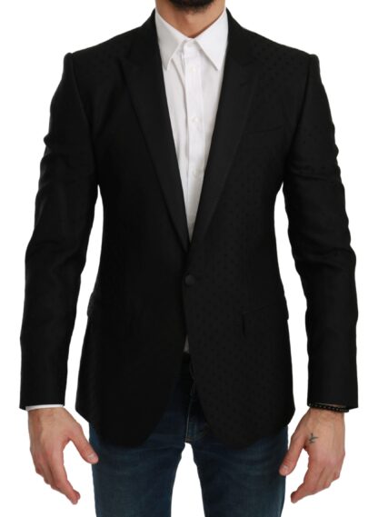 Dolce & Gabbana - Elegant Black Polka Dotted Wool Blend Blazer