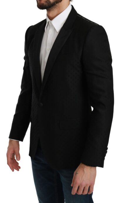 Dolce & Gabbana - Elegant Black Polka Dotted Wool Blend Blazer