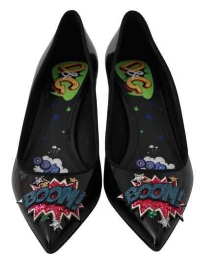 Dolce & Gabbana - Elegant Black Embroidered Heels Pumps