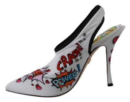 Dolce & Gabbana - Chic White Multicolor Slingbacks Pumps