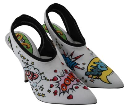 Dolce & Gabbana - Chic White Multicolor Slingbacks Pumps