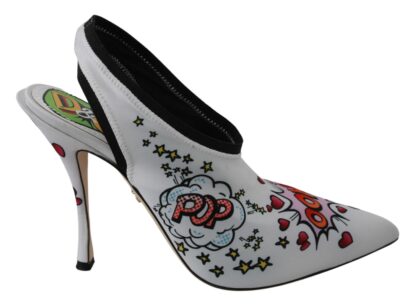 Dolce & Gabbana - Chic White Multicolor Slingbacks Pumps