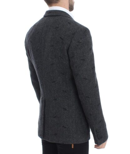 Dolce & Gabbana - Embroidered Gray Wool Blend Blazer Jacket